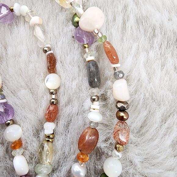 NEW Peyote Bird Multicolor Polished Agate Mixed Beaded Stone Necklace - Picture 7 of 10